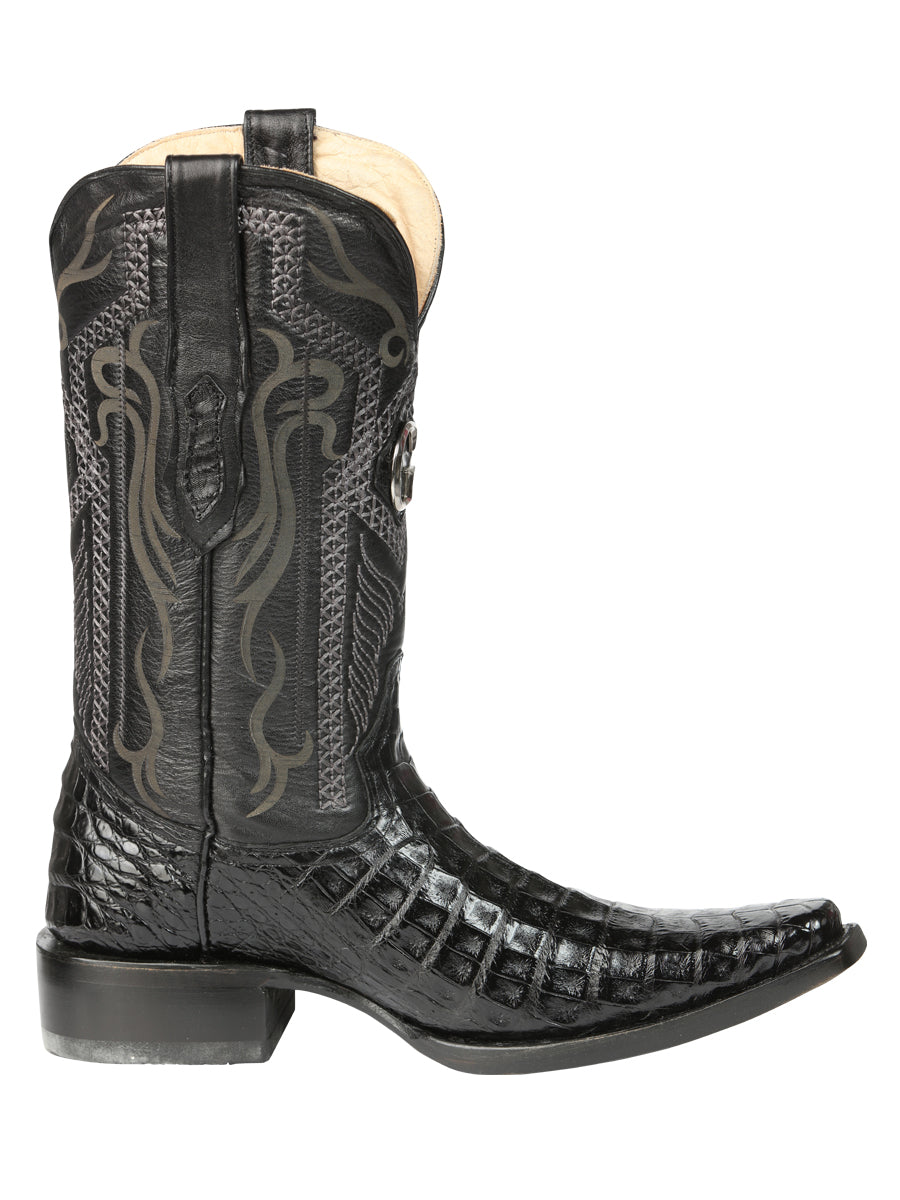 El General Mens Exotic Caiman Belly Cowboy Boots Black