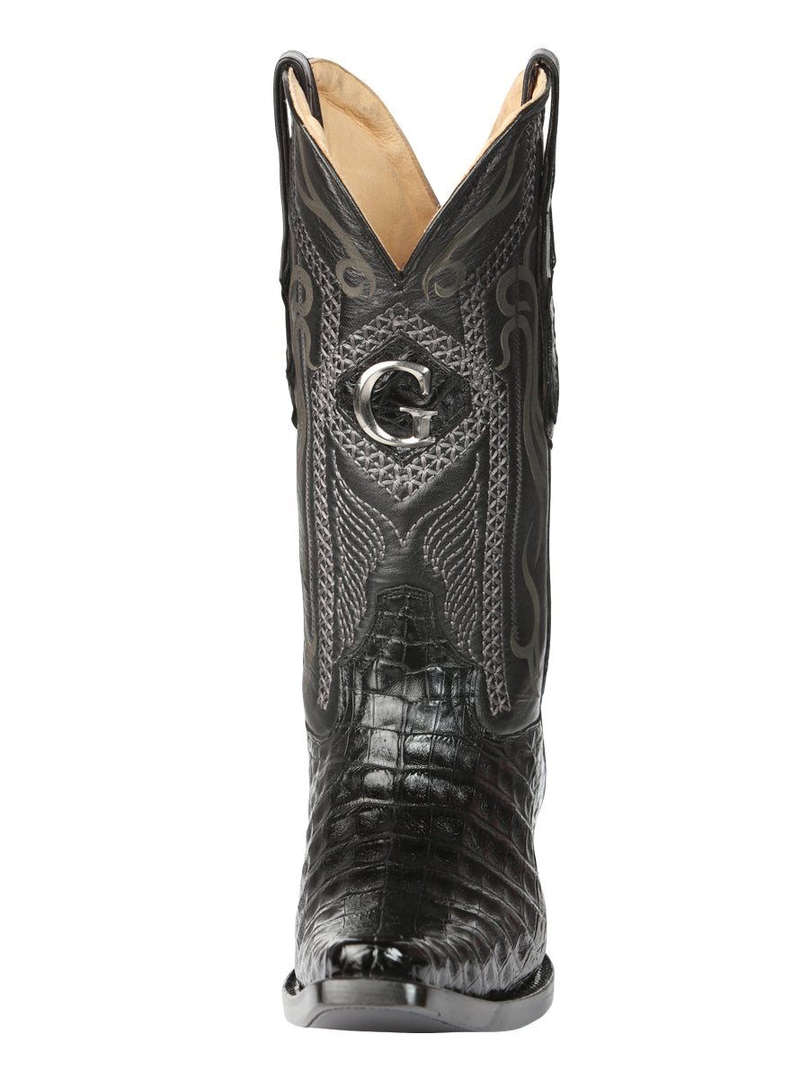 El General Mens Exotic Caiman Belly Cowboy Boots Black