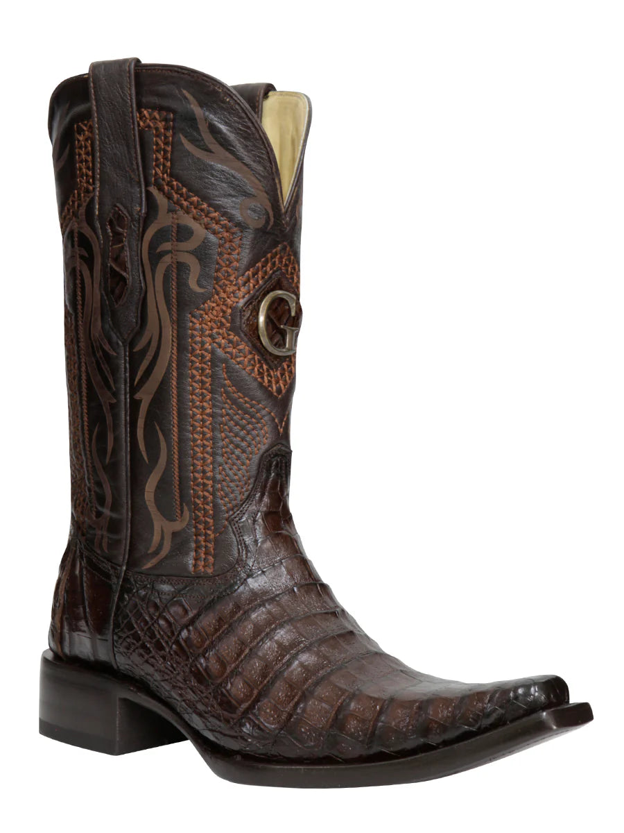 Botas vaqueras exóticas de El General para hombre, con panza de caimán - Marrón 45079