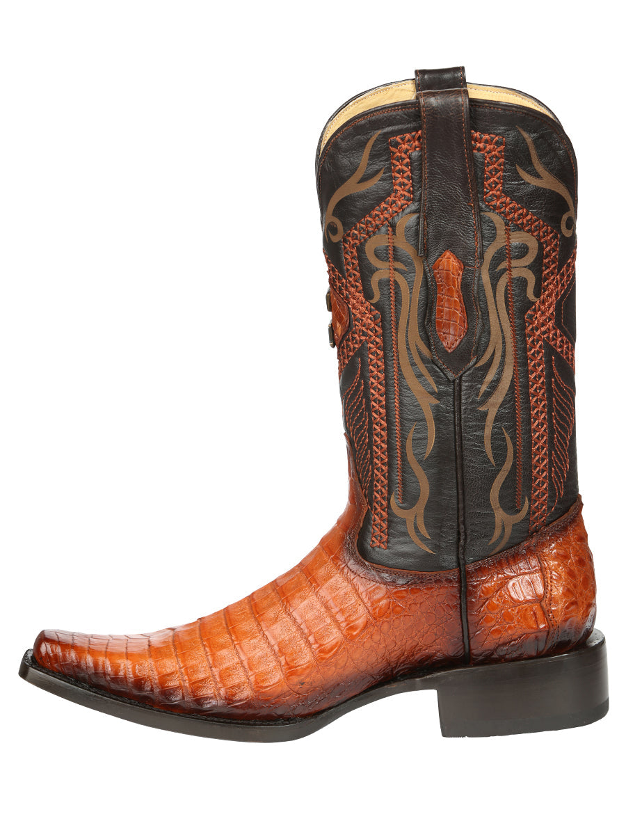 El General Mens Exotic Caiman Belly Cowboy Boots Cognac
