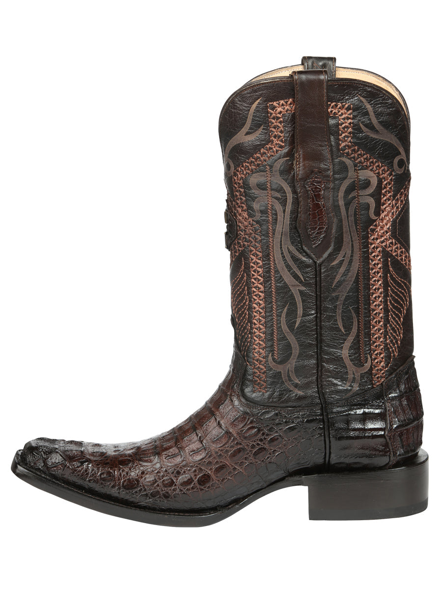 El General Mens Exotic Caiman Nuca Cowboy Boots Brown