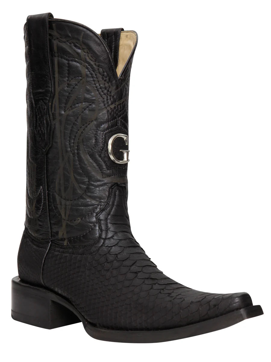 Botas vaqueras de piel de pitón exótica para hombre de El General, color negro