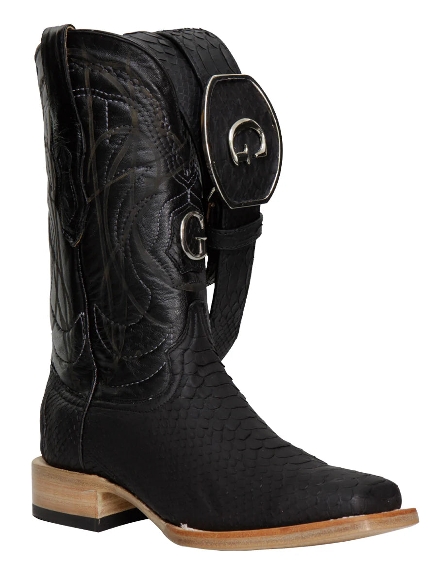El General Men's Exotic Python Rodeo Boots Black