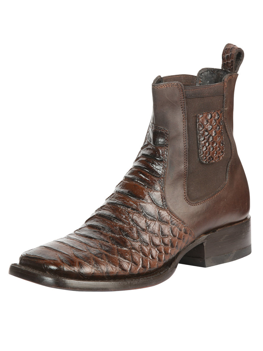 El General Men Python Imitation Brown Ankle Boots