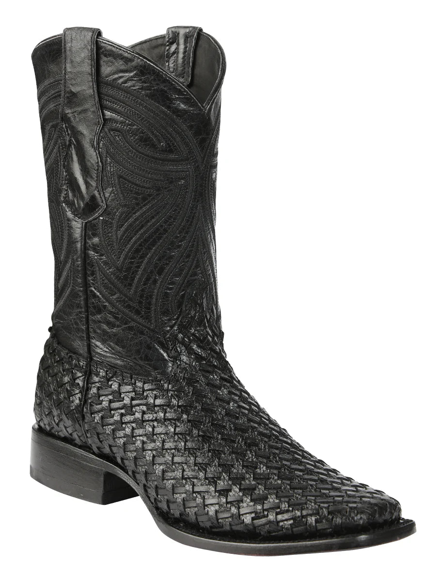 Botas de rodeo de cuero El General para hombre, color negro
