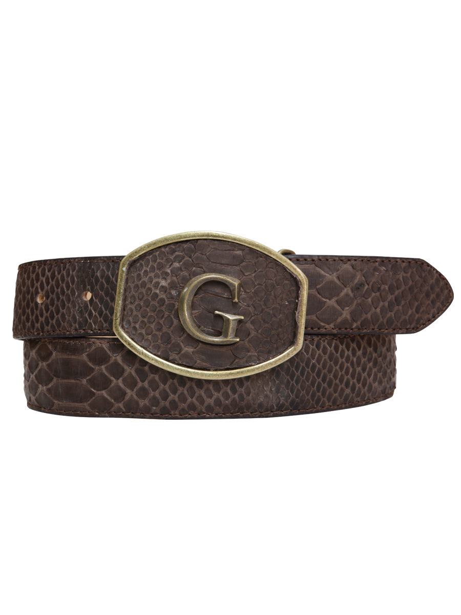 El General Exotic Python Leather Cowboy Belt - Brown