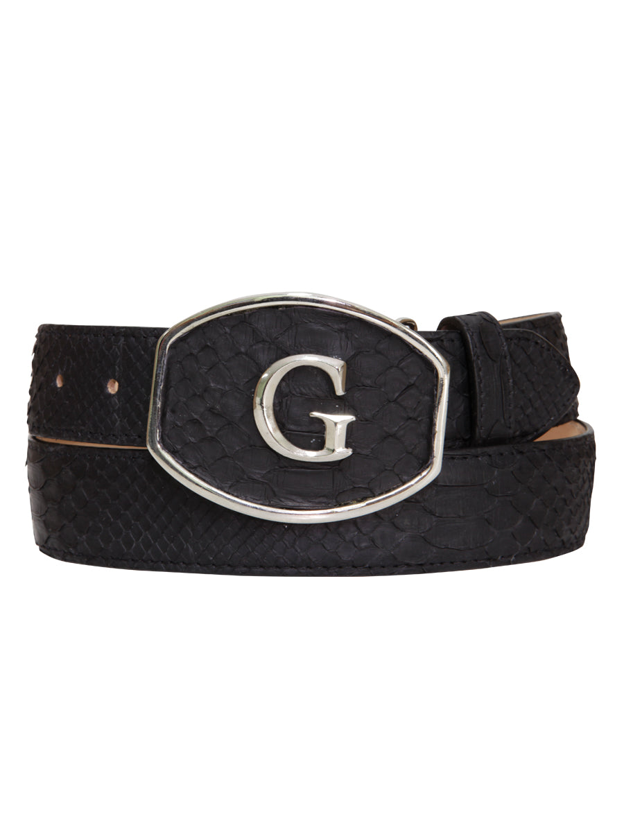 El General Exotic Python Leather Cowboy Belt - Black