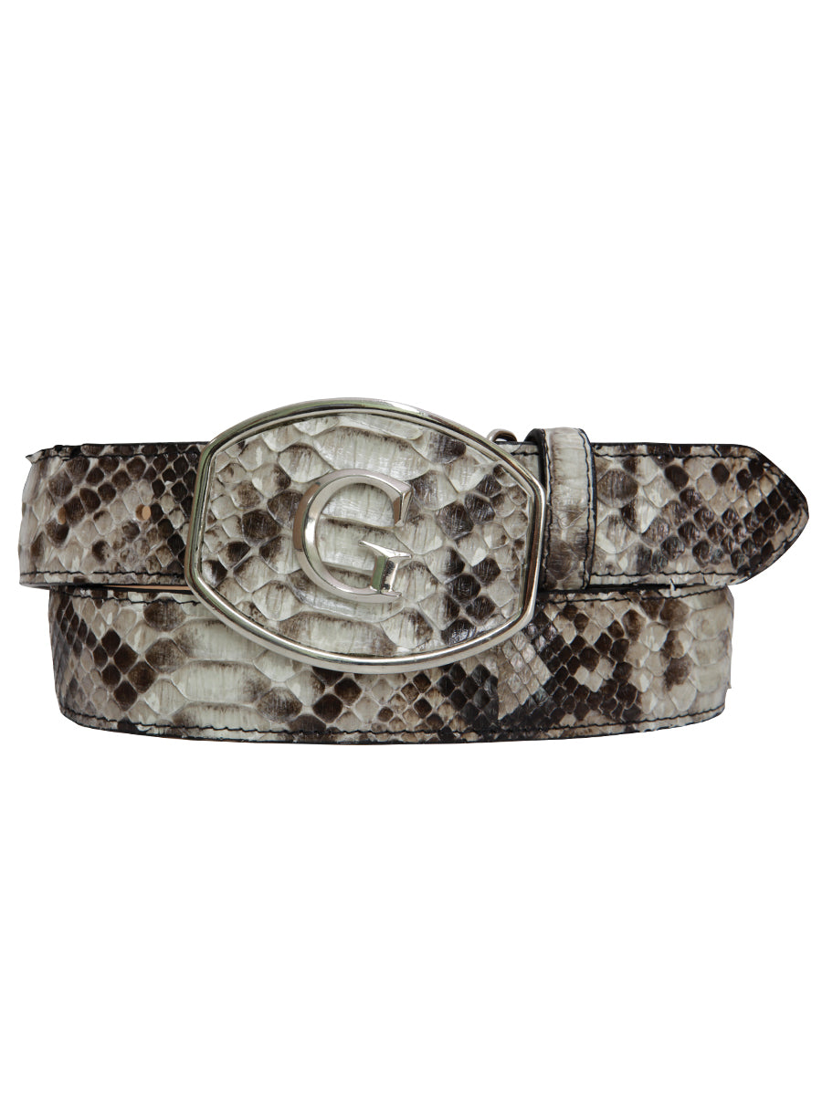 El General Men's Exotic Python Leather Belt - Natural