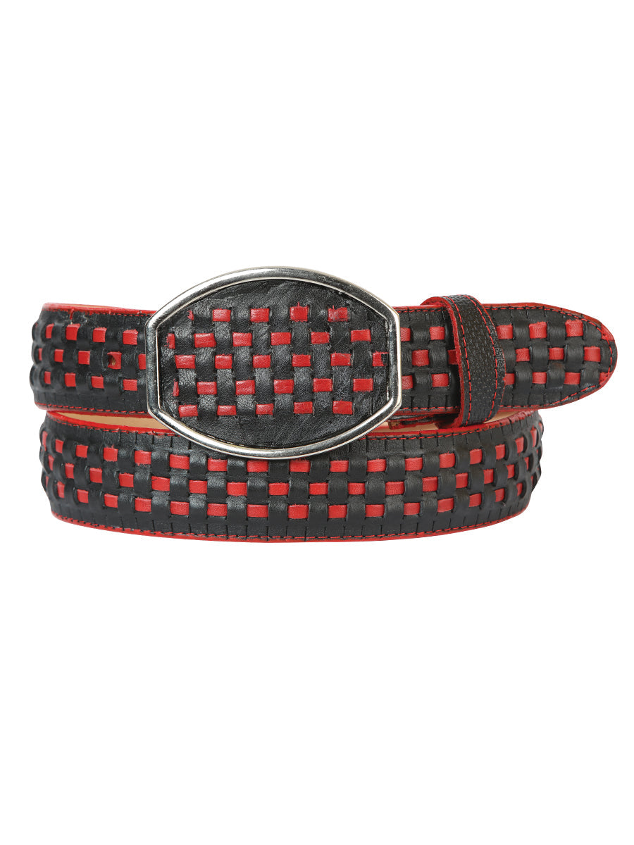 El General Cowboy Belt Petatillo Leather - Black/Red