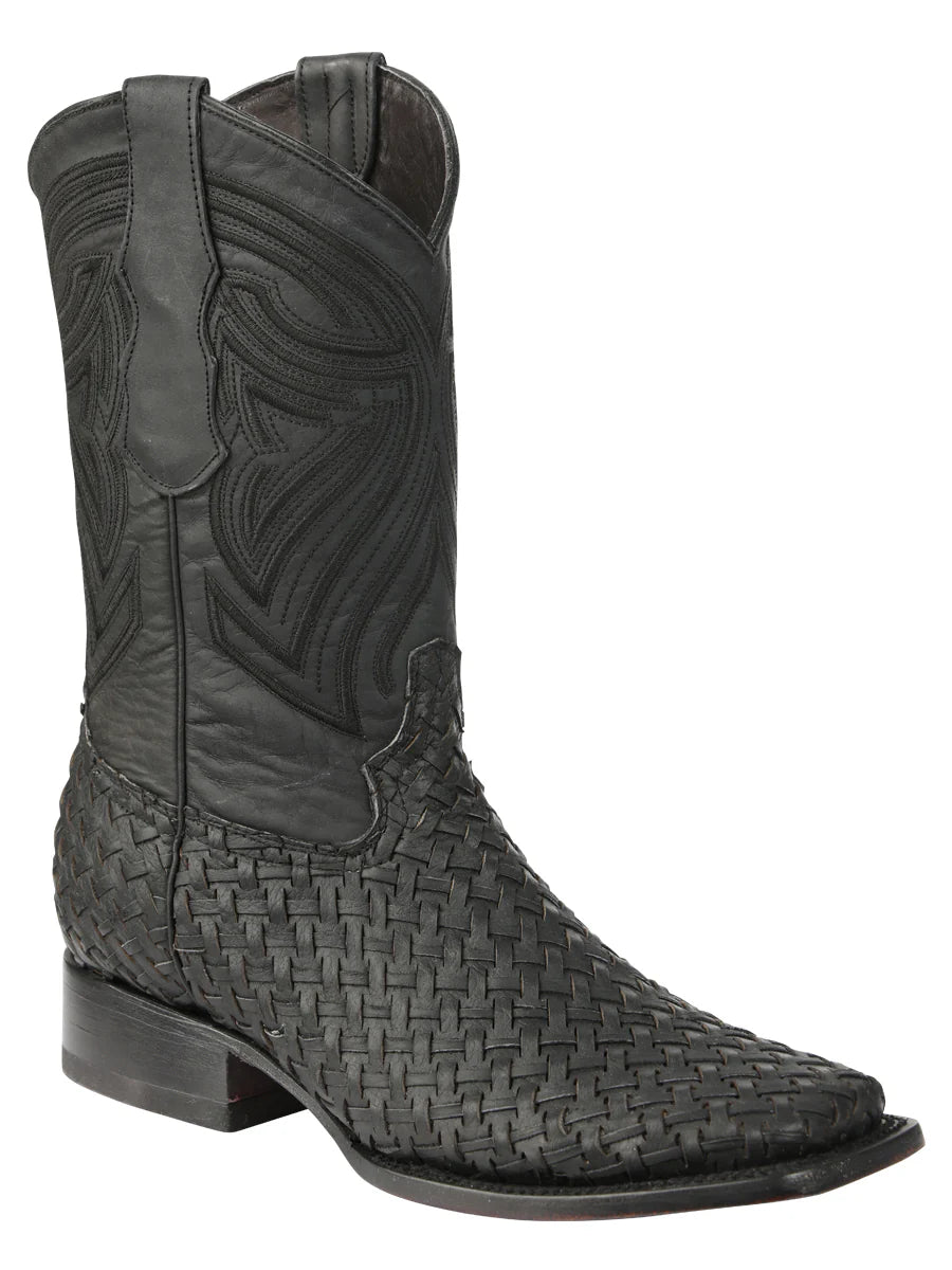Botas de rodeo de cuero El General para hombre, color negro