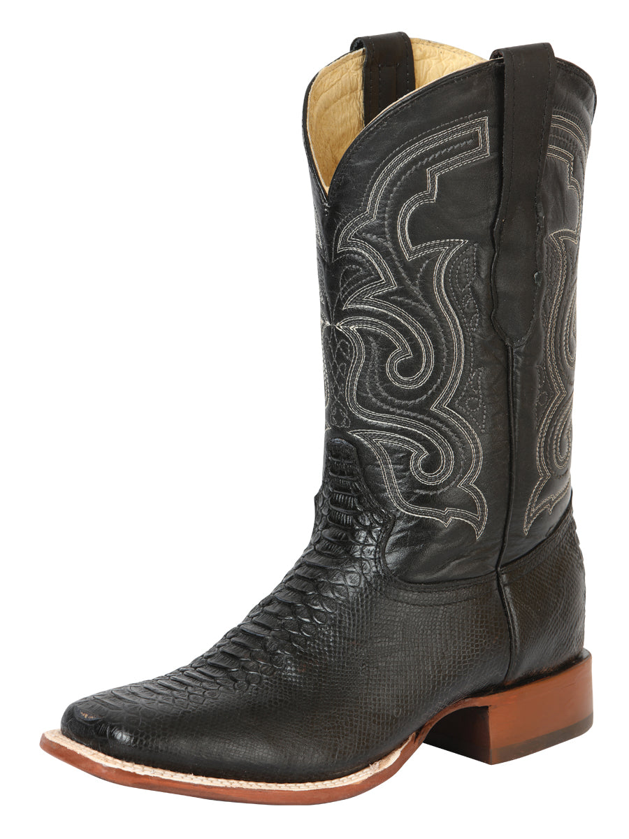 Botas de rodeo de imitación de pitón para hombre de El General - Negras