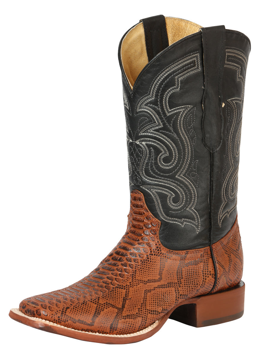 Botas de rodeo de imitación de pitón para hombre de El General - Coñac