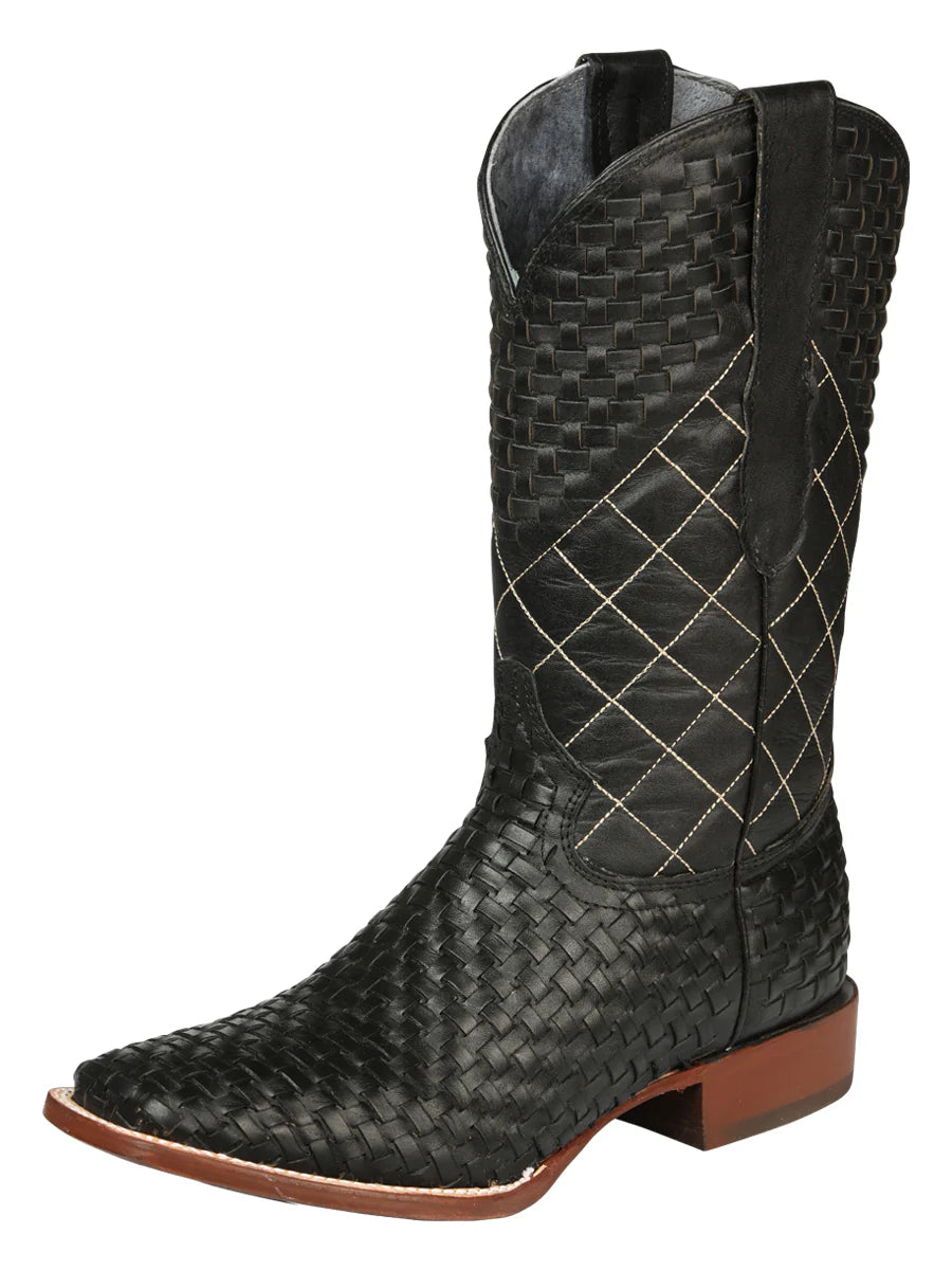 Botas de rodeo de cuero negro Petatillo para hombre de El General
