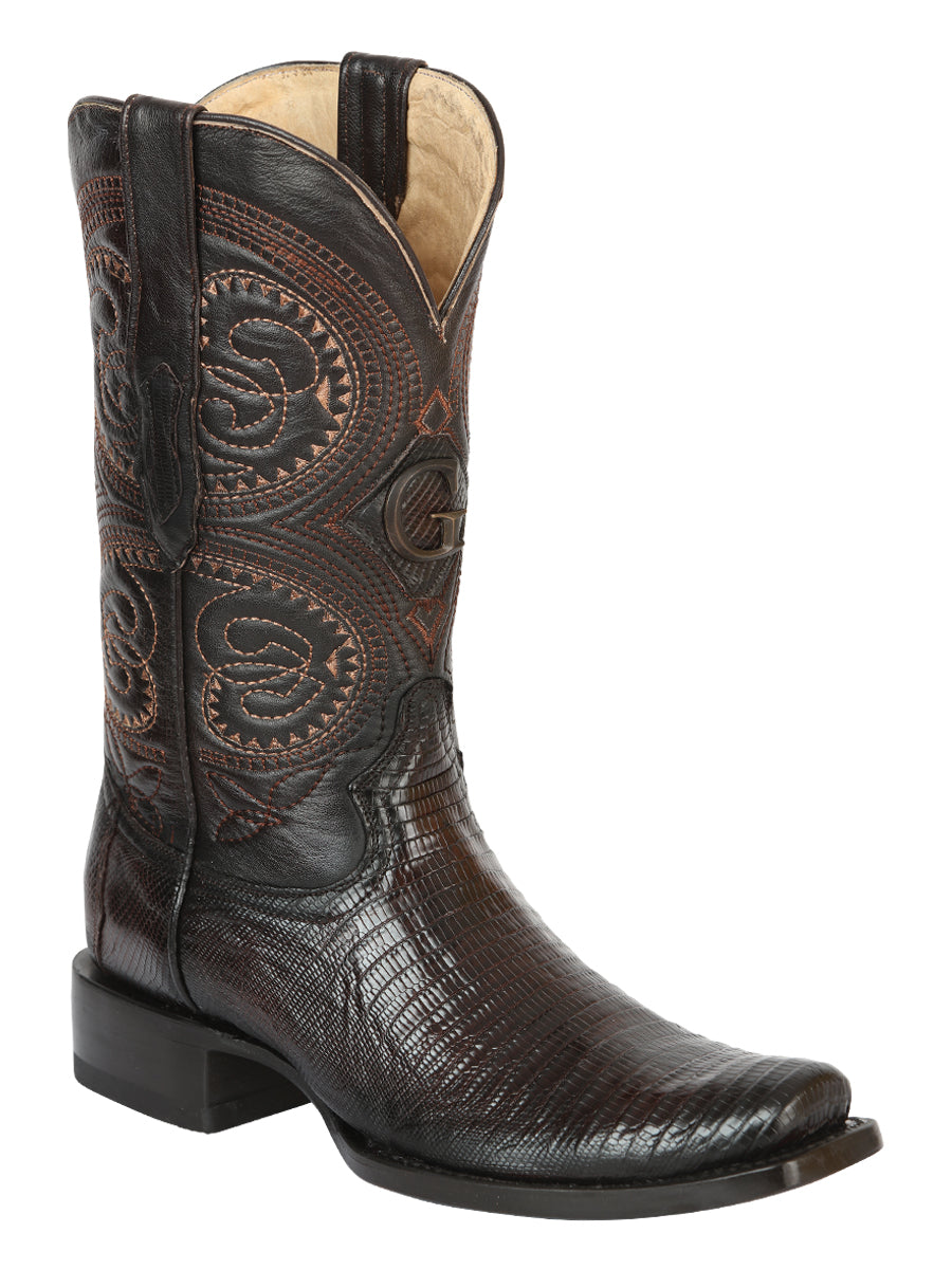 El General Men's Exotic Lizard Cowboy Boots Brown Mod. 45513