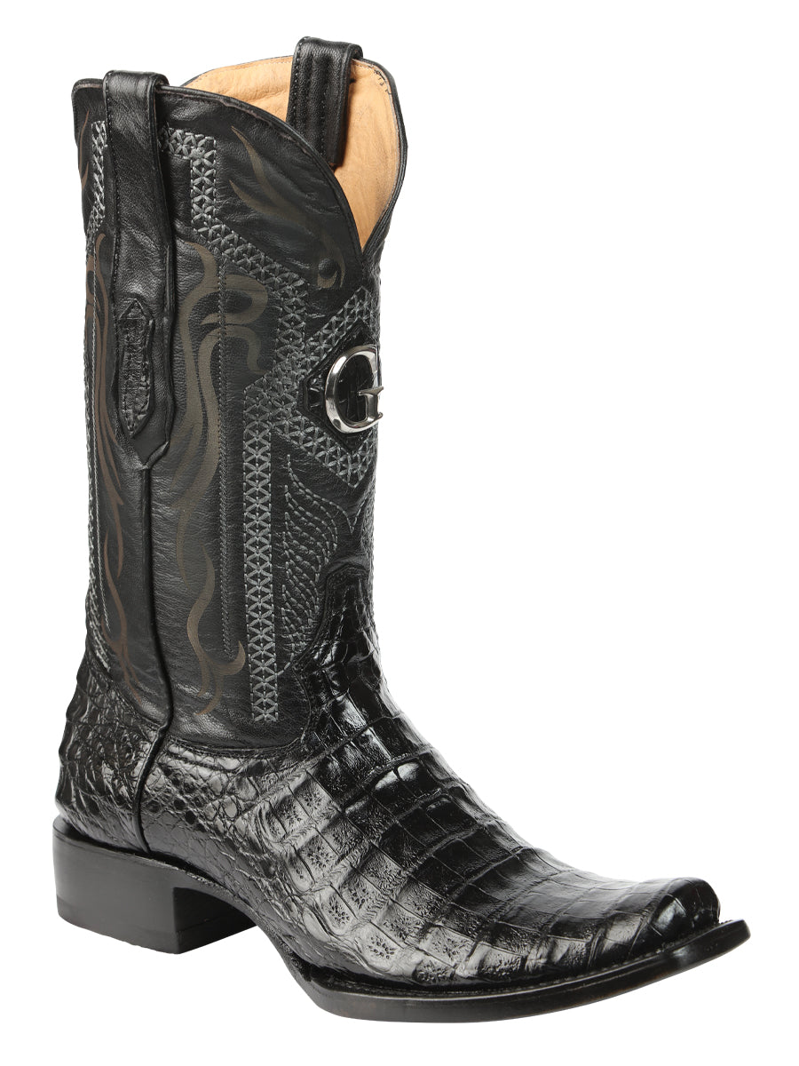 Botas vaqueras exóticas de panza de caimán para hombre de El General - Negras