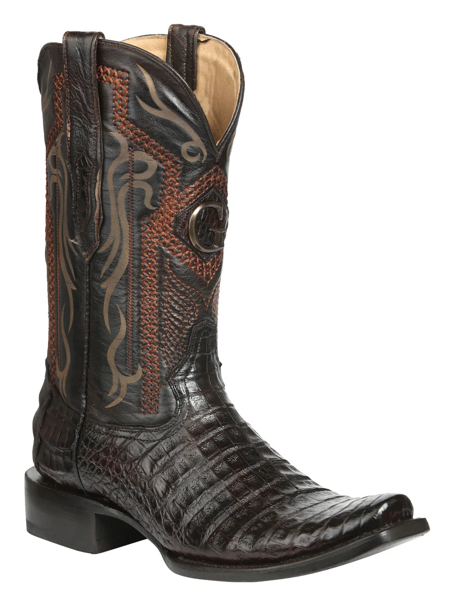 Botas vaqueras exóticas de El General para hombre, con panza de caimán - Marrón 45519