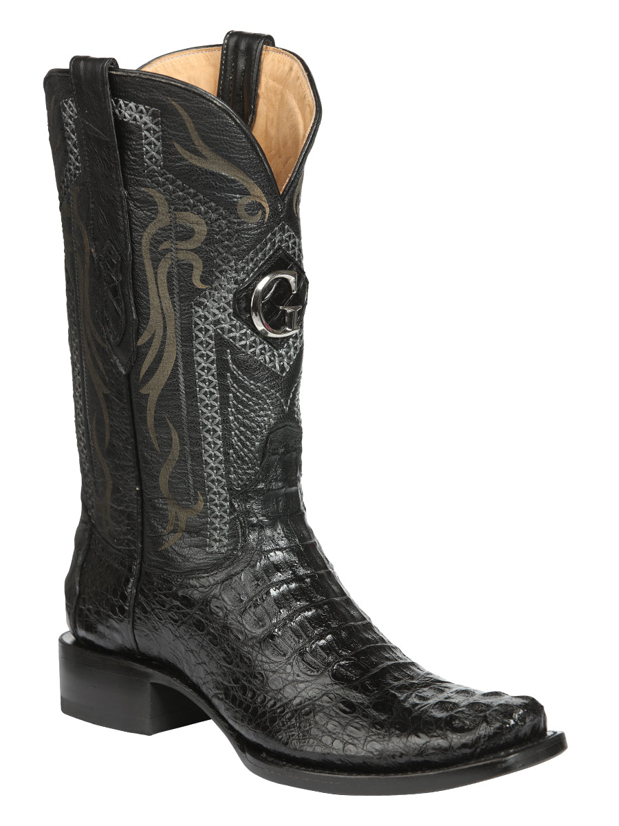 Botas vaqueras exóticas de caimán Nuca para hombre de El General - Negras