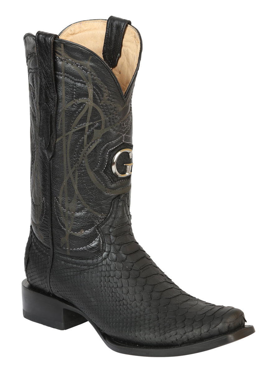 Botas vaqueras de piel de pitón exótica para hombre de El General, color negro