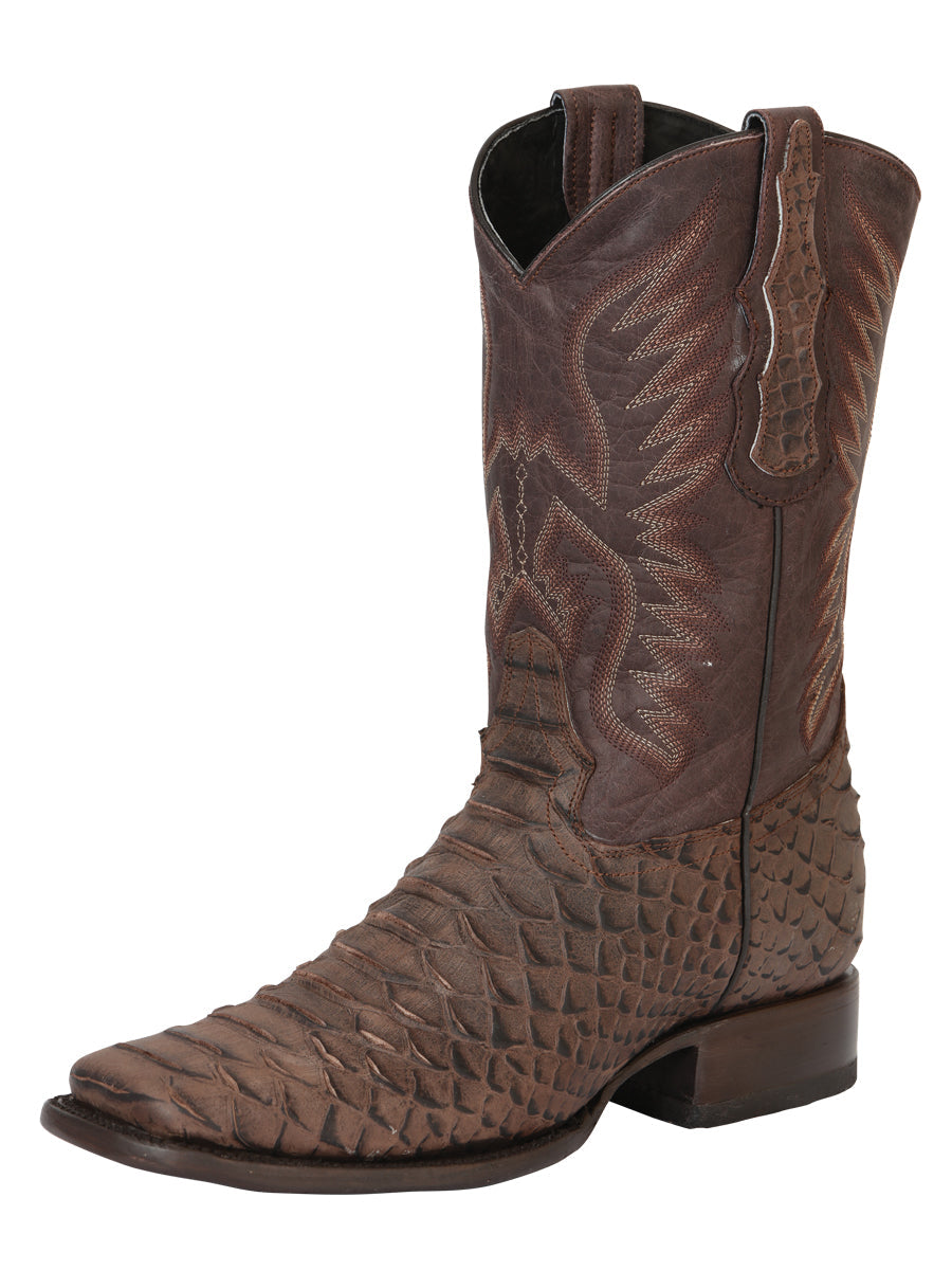 Botas de rodeo de imitación de pitón para hombre de El General - Marrón