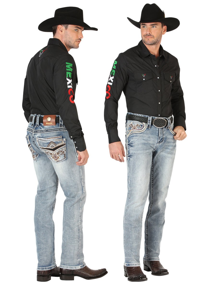Pantalones vaqueros premium Centenario para hombre, corte de bota, color negro