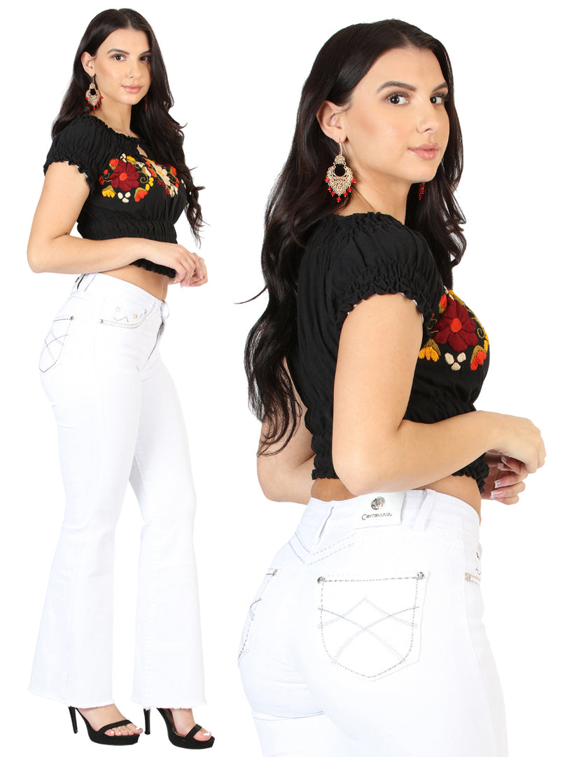 Centenario Women's White Bootcut Denim Jeans