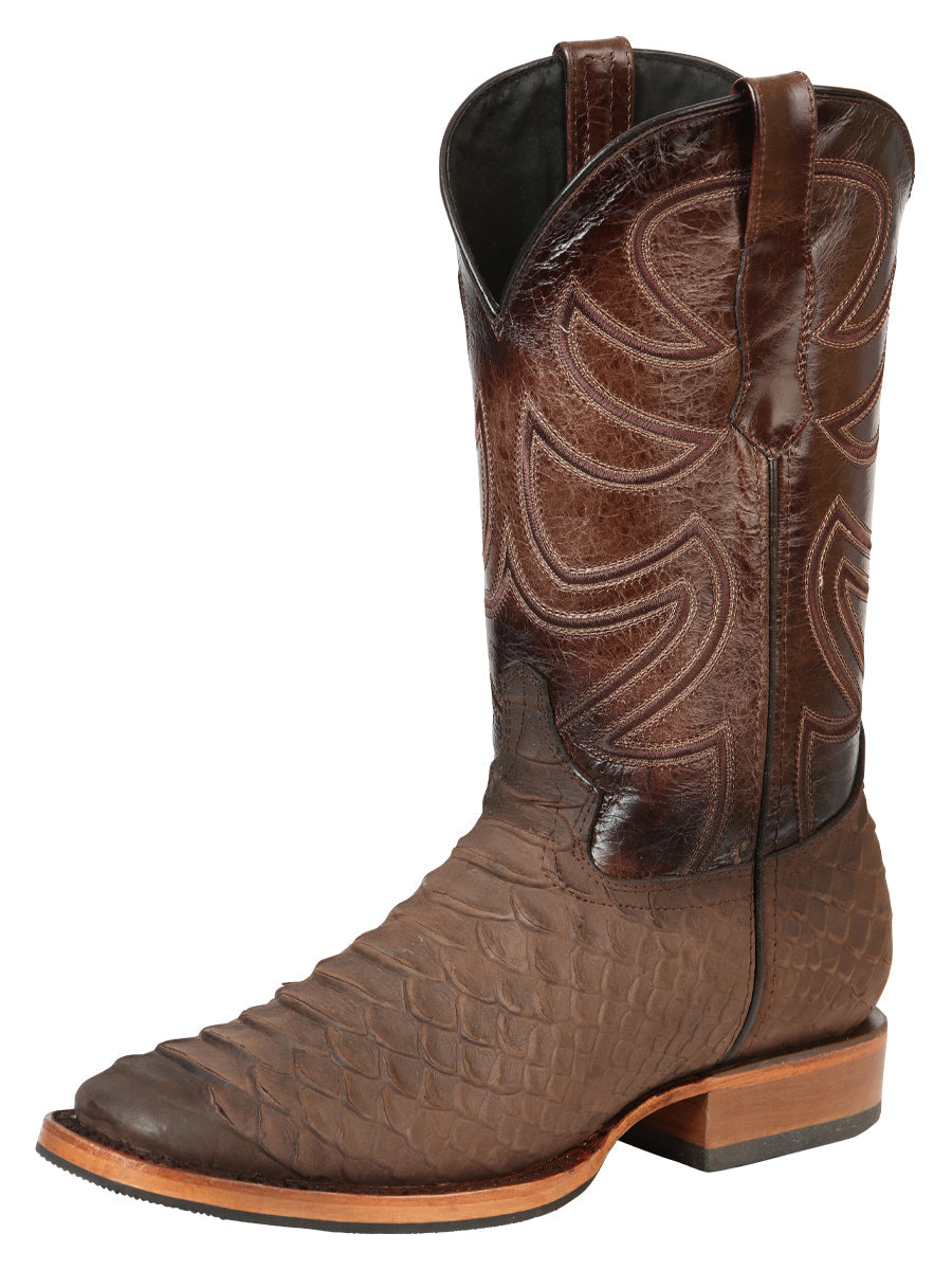 El General Men’s Rodeo Boot Imitation Python Brown