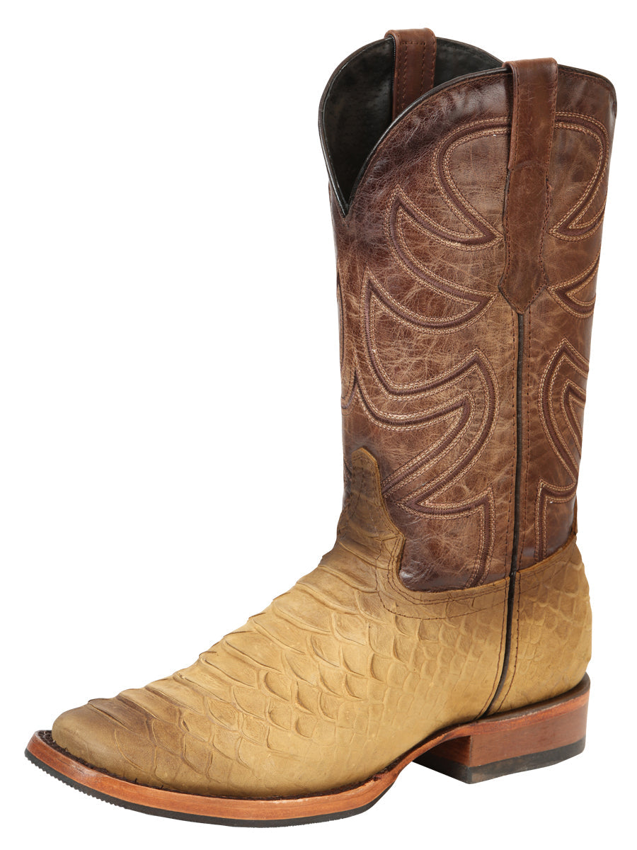 Bota de rodeo El General para hombre, imitación de pitón, color miel