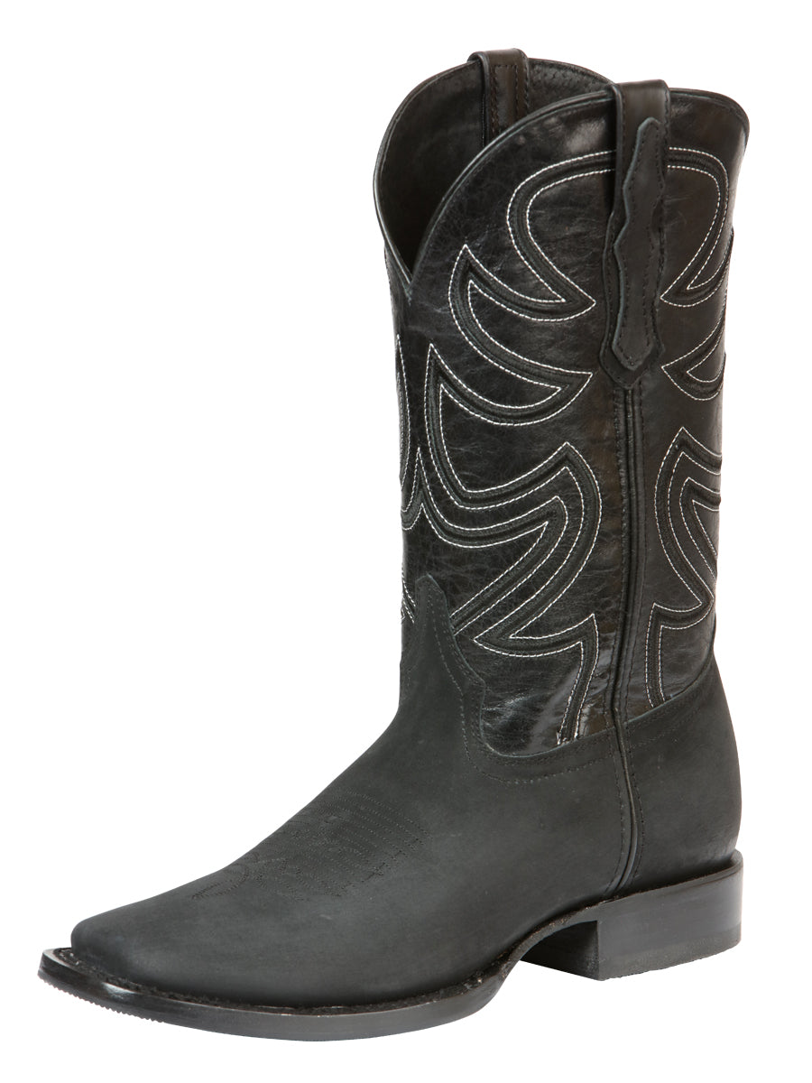 Bota de rodeo para hombre El General de piel nobuck

 - Negro