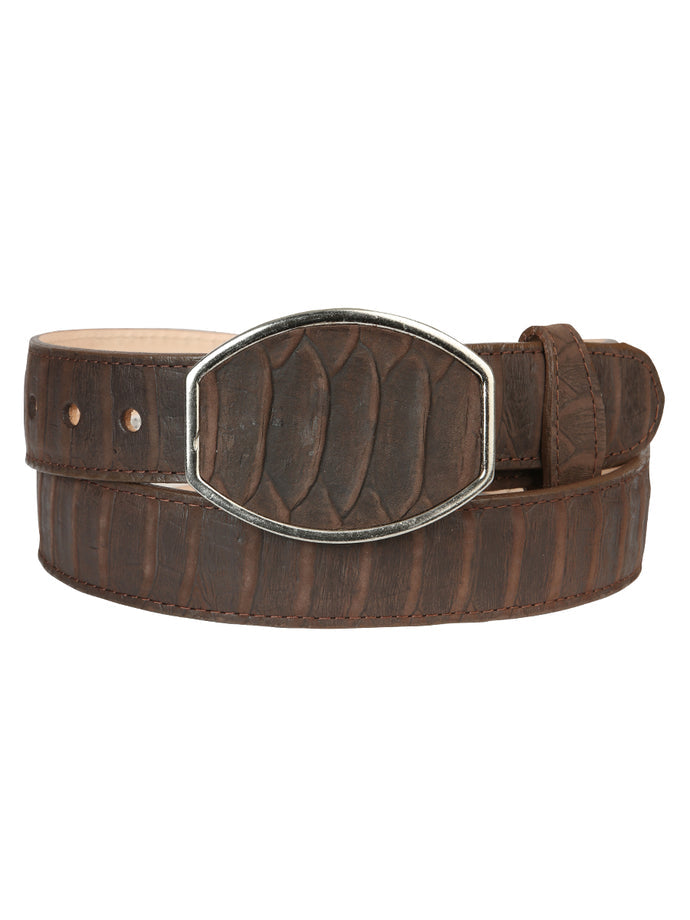 Men’s Western Belt Imitation Python Brown