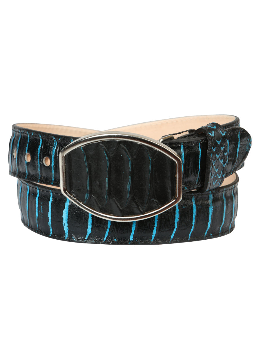 Men’s Western Belt El General Imitation Python Black/Blue