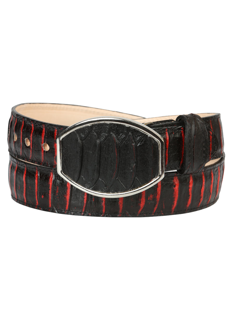 Men’s Western Belt El General Imitation Python Black/Red