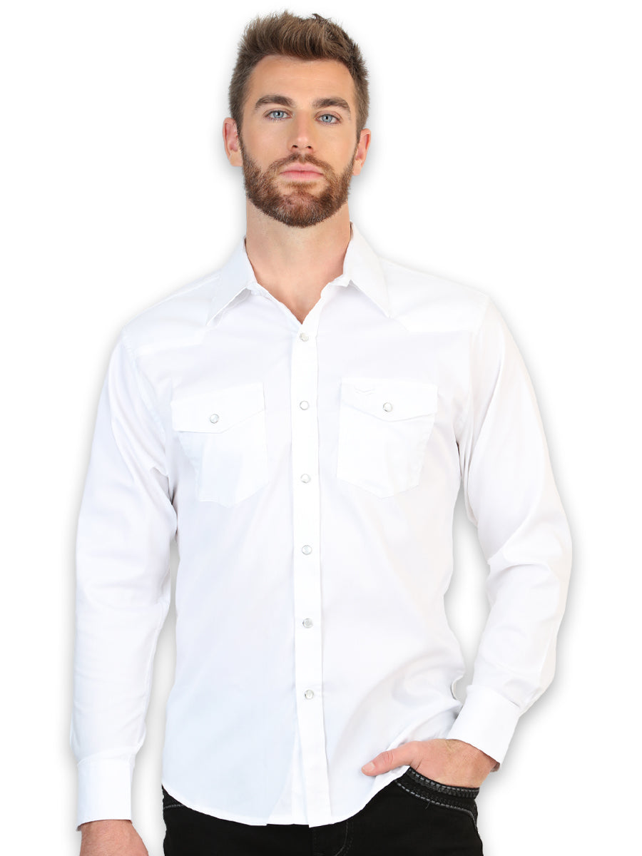 El General Men’s Slim Fit Long Sleeve Western Shirt - White