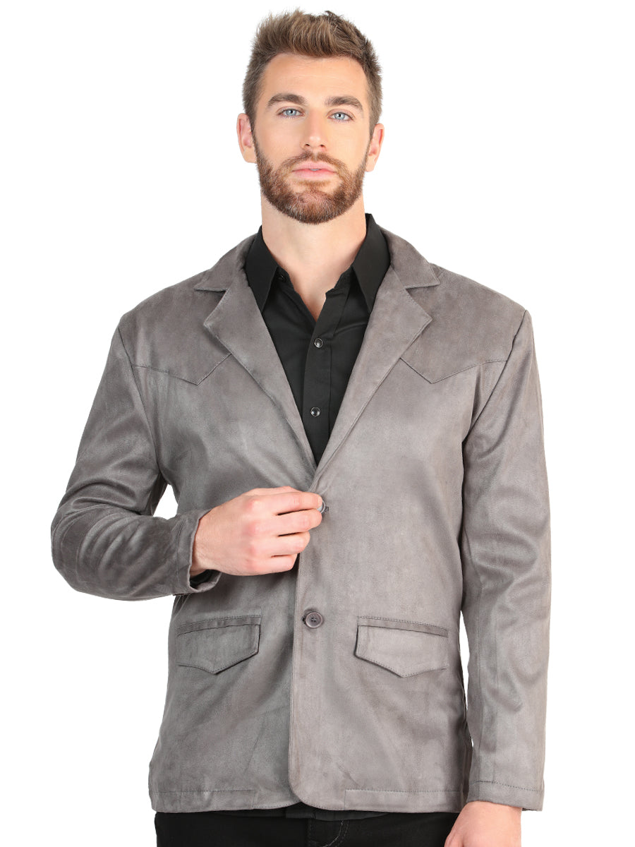 El General Men’s Gray Suede Western Blazer