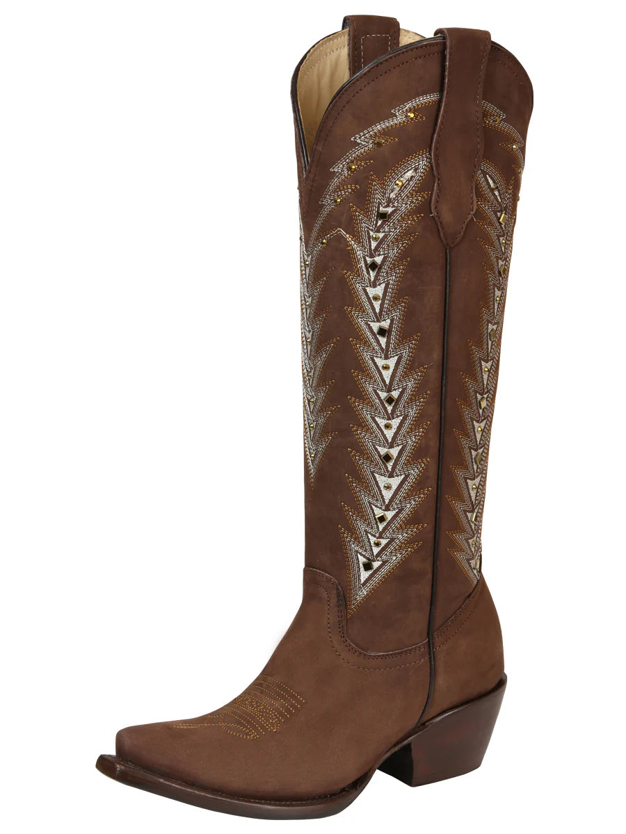El General Women’s Embroidered Western Boots - Brown