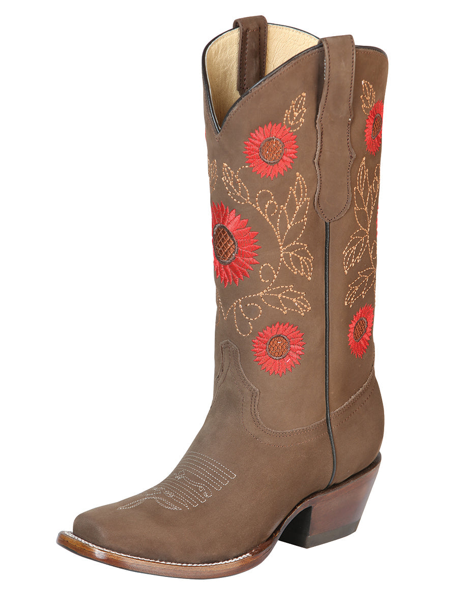 Women's Western Boots Nubuck Leather Camel