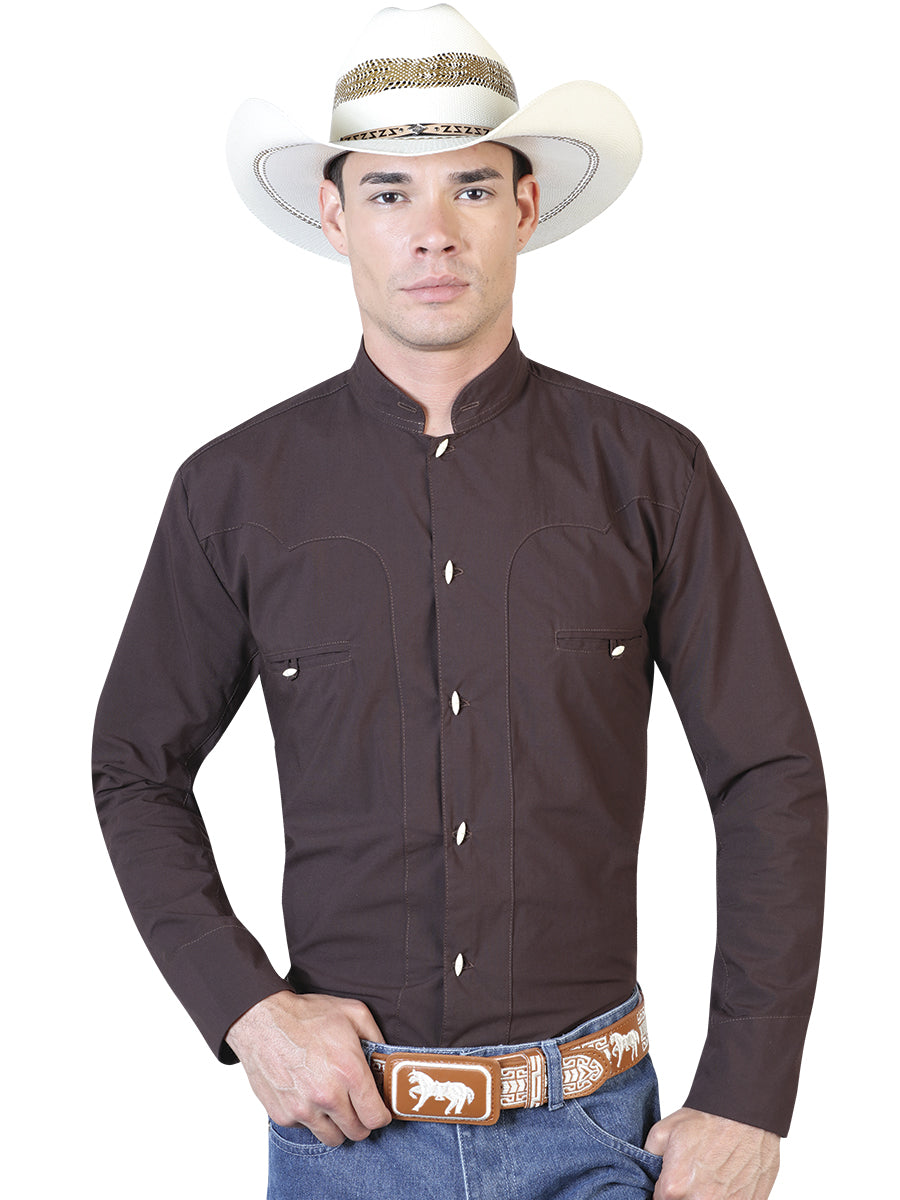 Camisa Charro Manga Larga Marrón