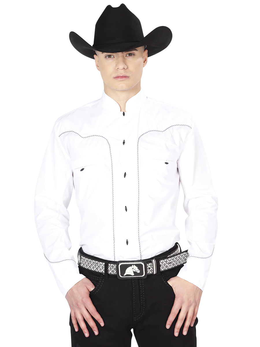 Camisa Charro Blanca de Manga Larga