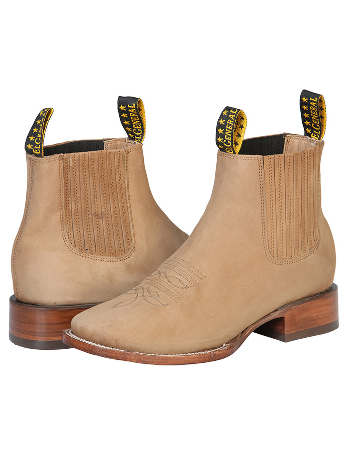 Square Toe Ankle Boot Nobuck Sand