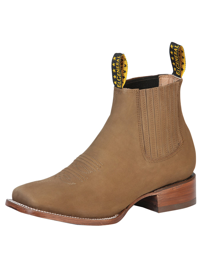 Square Toe Ankle Boot Nobuck  Brown