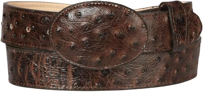 Men's El General Cowboy Belt Imitation Ostrich Leather - Brown