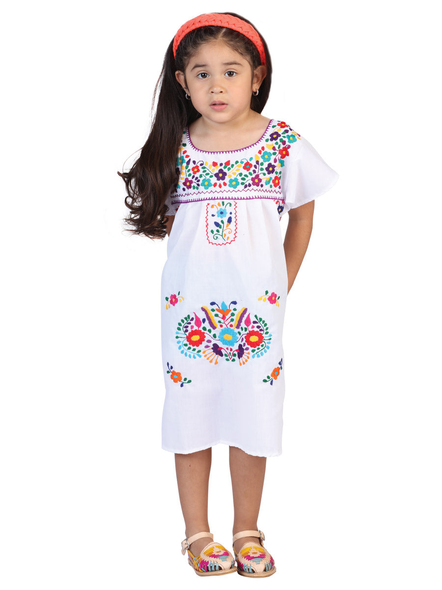 Vestido clásico bordado artesanal blanco