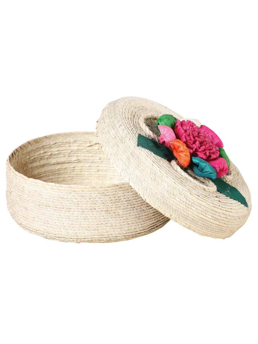 Artisanal Tortilla Warmer Palm Leaf Multicolor Flower