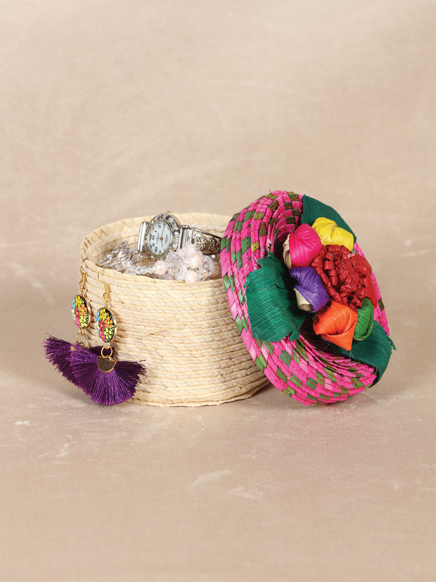 Artisanal Candy Holder Jewerly Holder Palm Leaf Multicolor