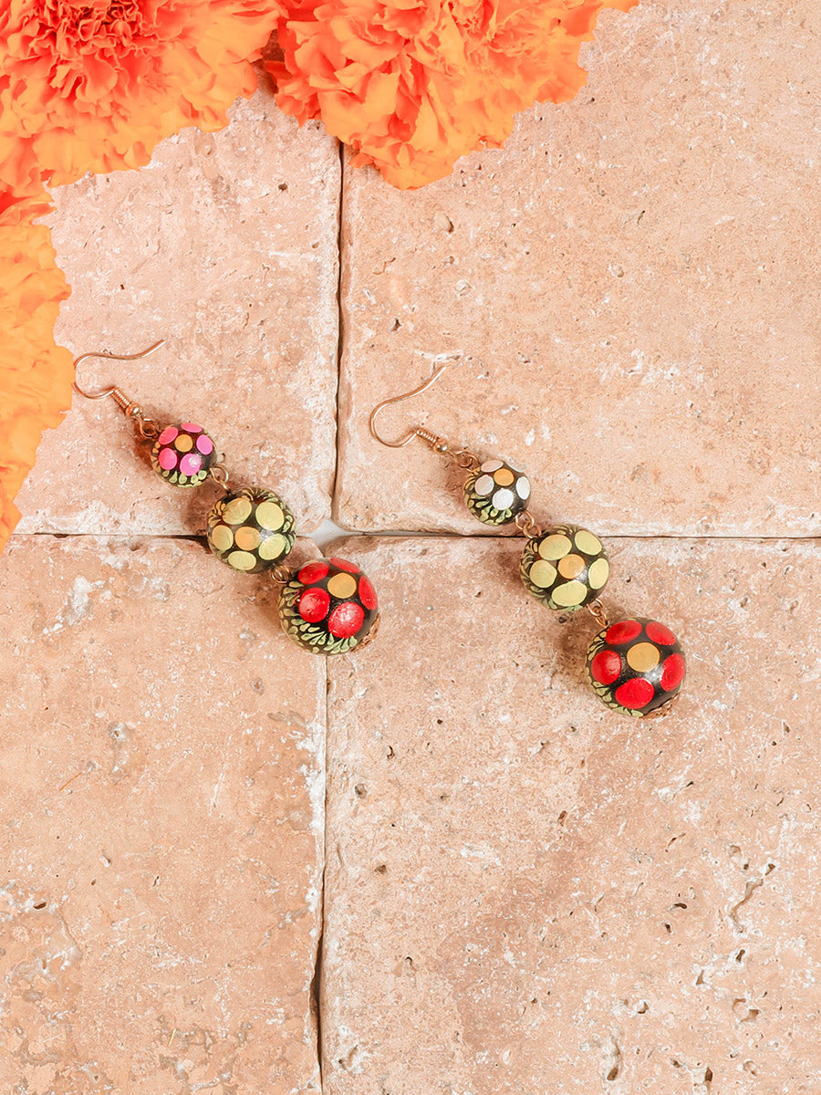 Artisanal Hand Painted Earrings Multicolor