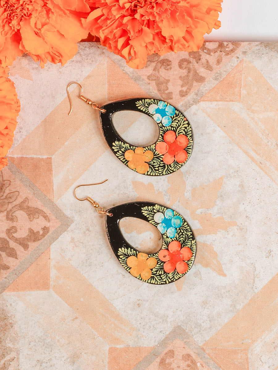 Artisanal Hand Painted Earrings Multicolor