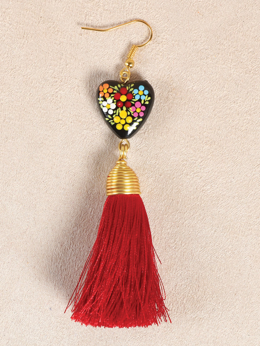 Artisanal Hand Painted Earrings Red