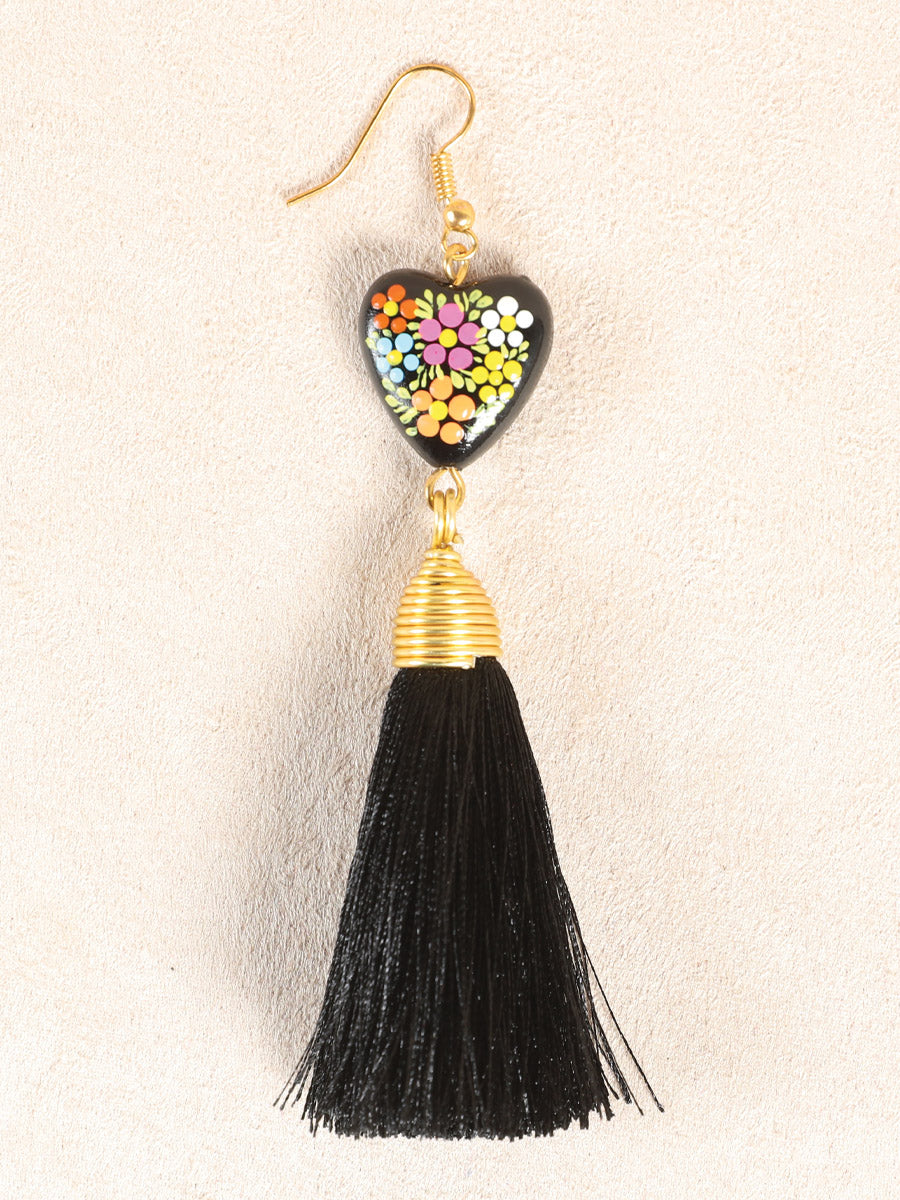 Artisanal Hand Painted Earrings Black