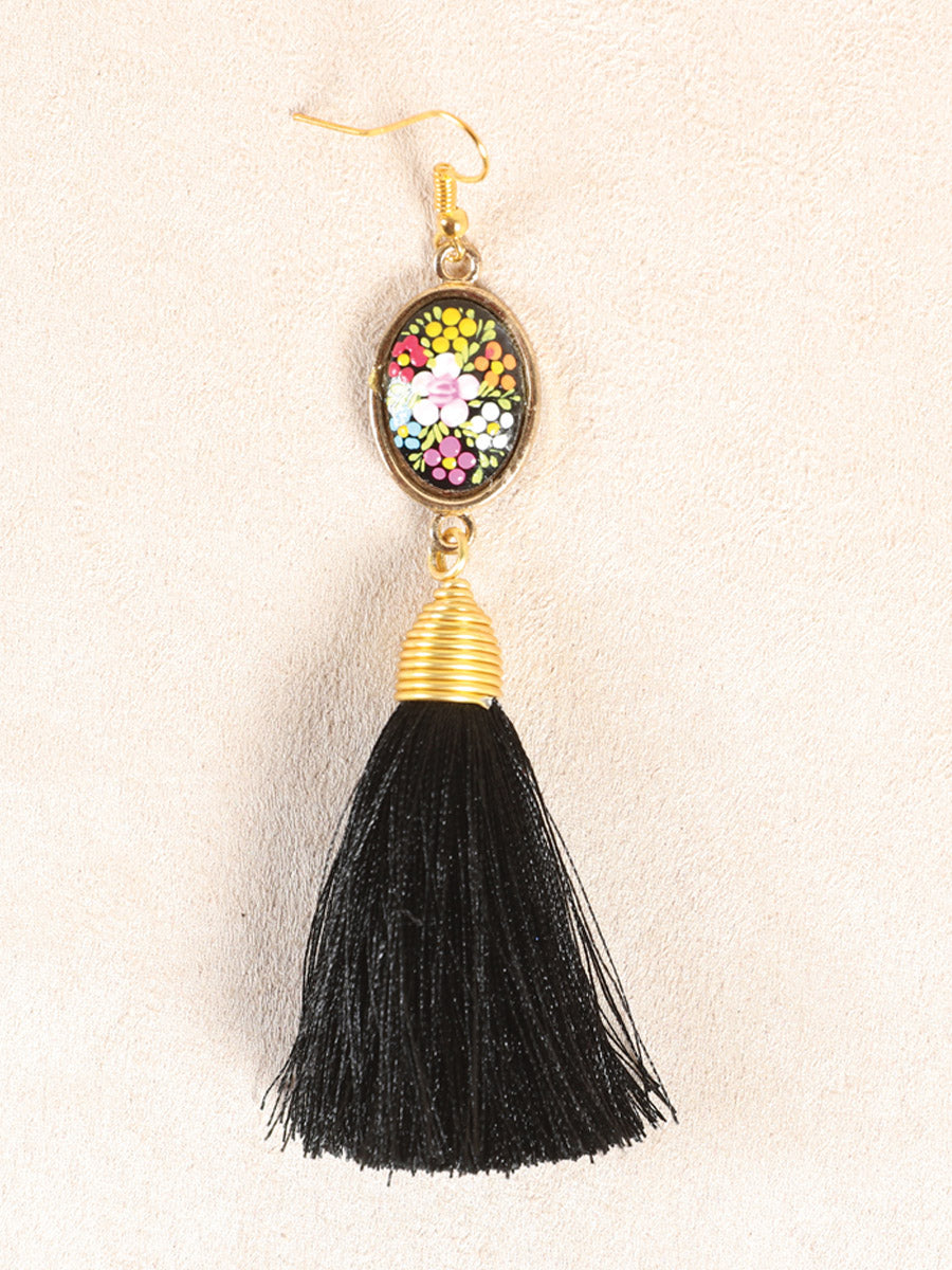 Artisanal Hand Painted Earrings Black