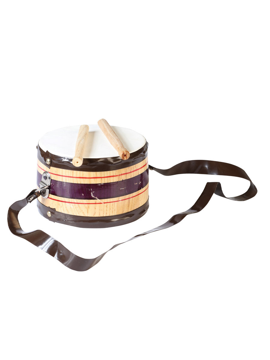 Tambor de juguete artesanal mexicano de madera multicolor