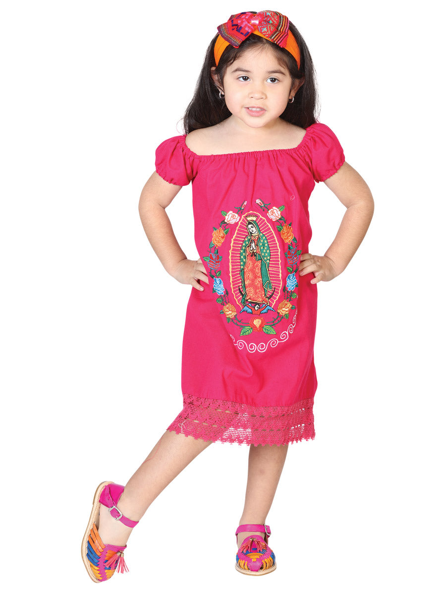 Artisanal Embroidered Dress Fuchsia Virgen de Guadalupe Artisanal Embroidered Dress Fuchsia Virgen de Guadalupe